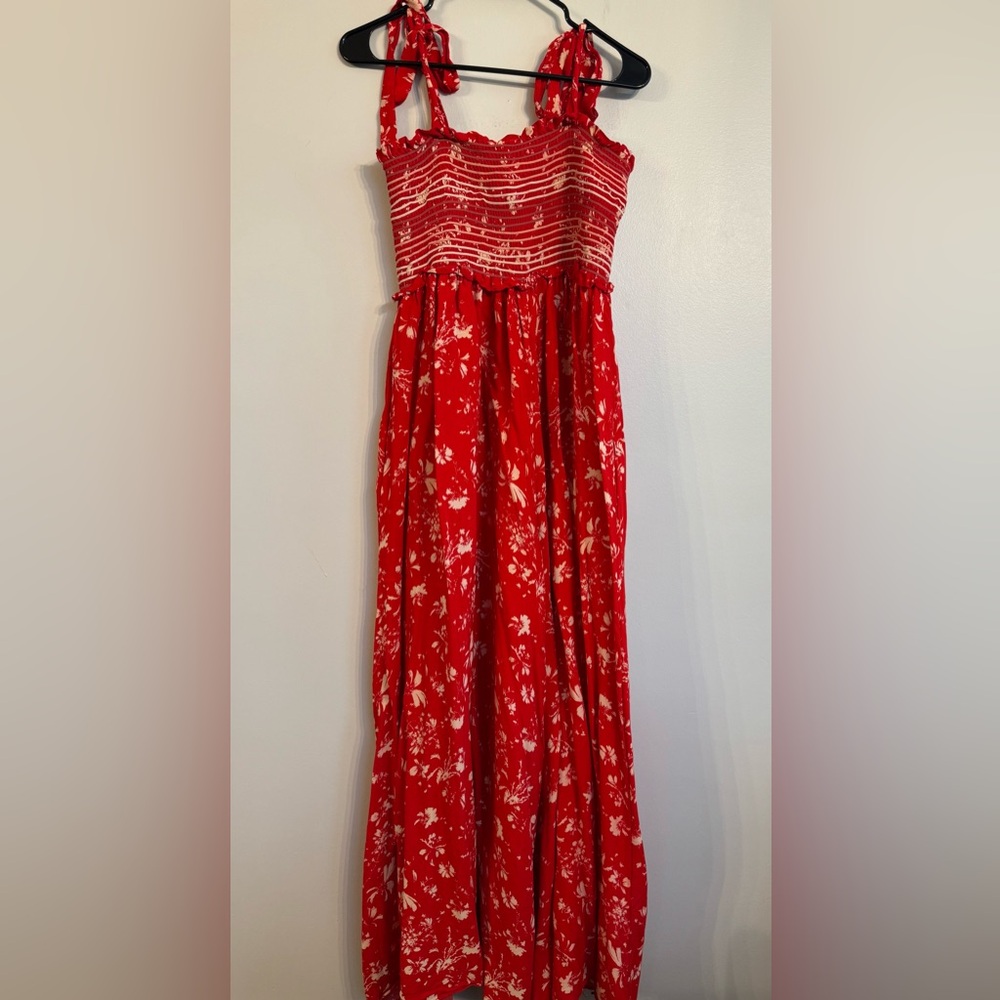 Free People Color Colour My World Red Floral Women's Jumpsuit Size Small